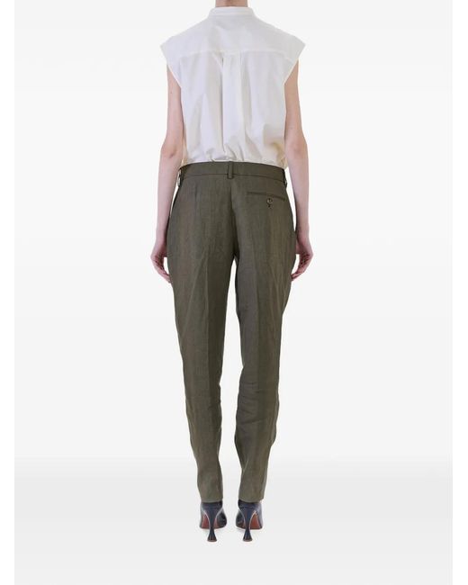 Paul Smith Gray Pleated Linen Trousers