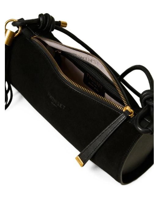 Twinset Black Suede Cylinder Bag With Tassel