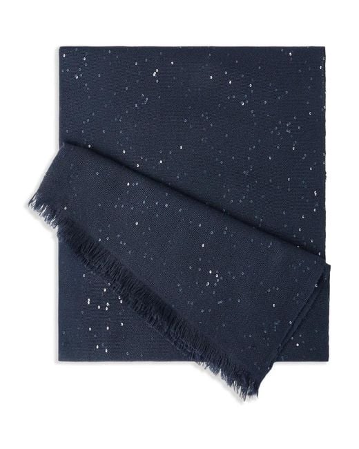 Sciarpa Con Frange di Brunello Cucinelli in Blue