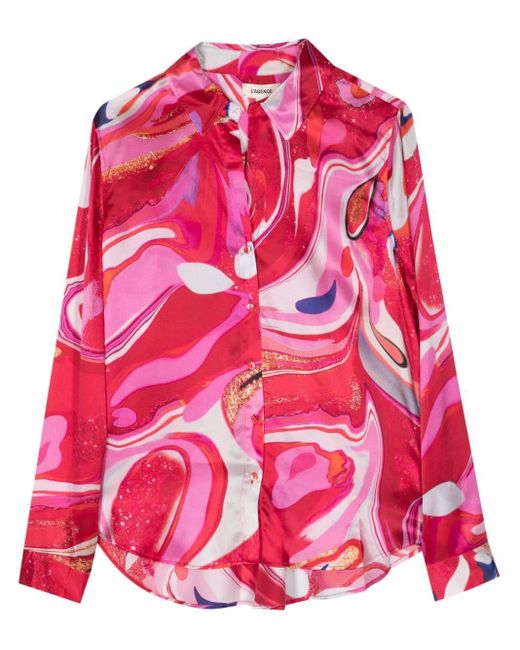 L'Agence Red Tyler Abstract-pattern Silk Shirt