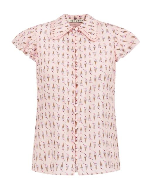 Blouse Imprimée À Manches Volantées Alice + Olivia en coloris Pink