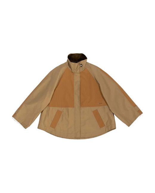 Bimba Y Lola Brown Corduroy-Collar Zip-Up Jacket