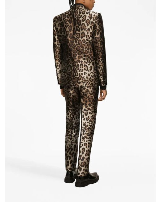 Dolce & Gabbana Black Sicilia-Fit Double-Breasted Jacquard Suit for men