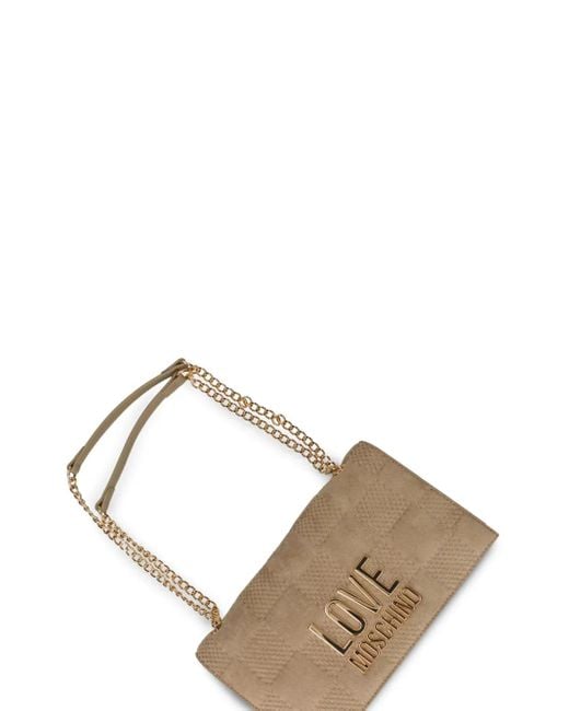 Love Moschino Natural Checked-Pattern Shoulder Bag