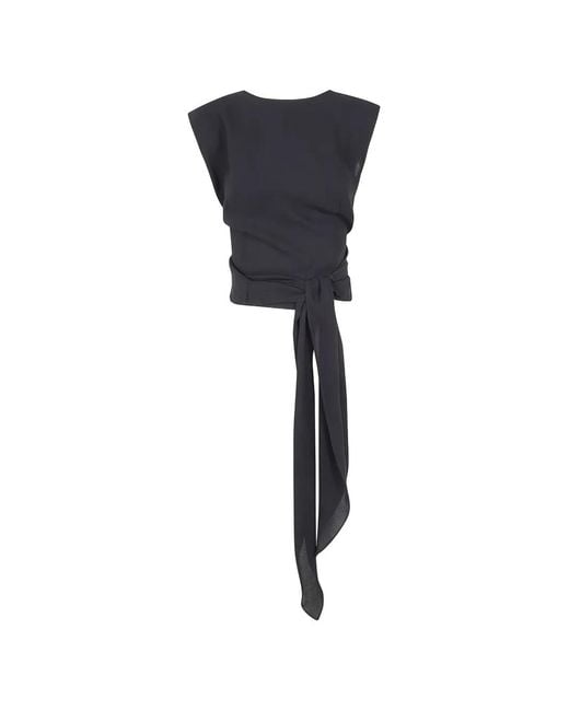 Mantu Blue Wrap-Tie Blouse