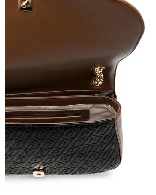 Liu Jo White Monogram-Embossed Stripe-Detail Shoulder Bag