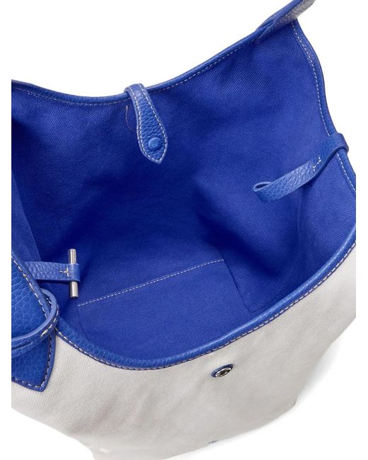 Polo Ralph Lauren Blue Leather-Trimmed Canvas Tote Bag