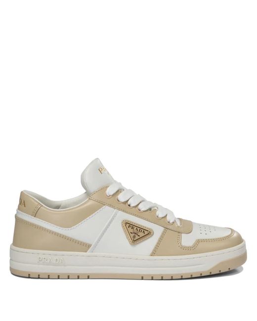 Prada White Downtown Logo-Appliqué Sneakers