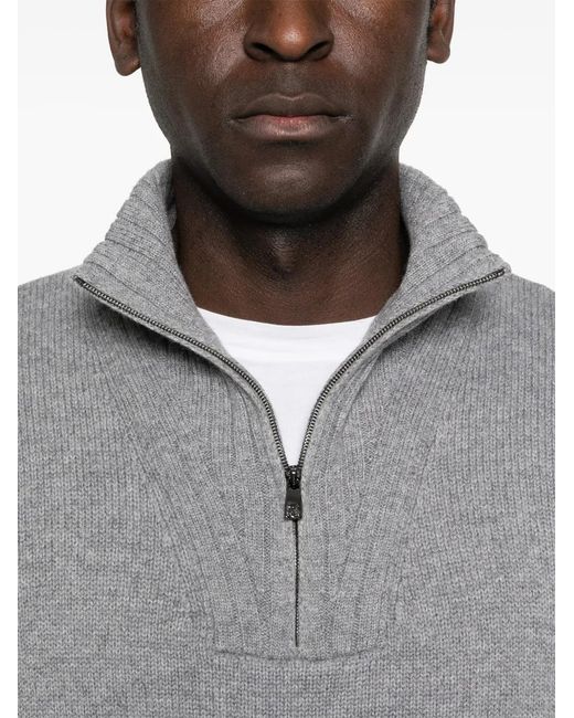 Corneliani Gray Half-Zip Sweater for men