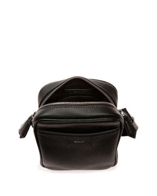 Bally Black Logo-print Leather Messenger Bag for men