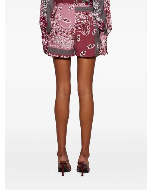 The Attico Red Bandana-Print Shorts