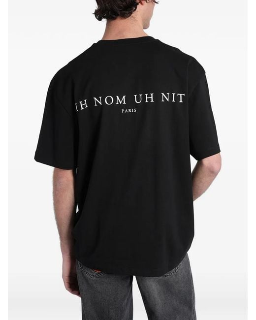 Ih Nom Uh Nit Black Graphic-Print Cotton T-Shirt for men