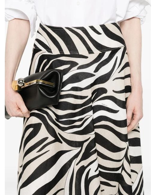 Marella Black Zebra Print Midi Skirt
