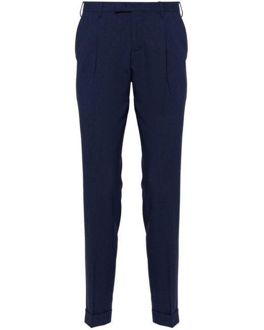 PT Torino Blue Mid-rise Tailored Trousers for men