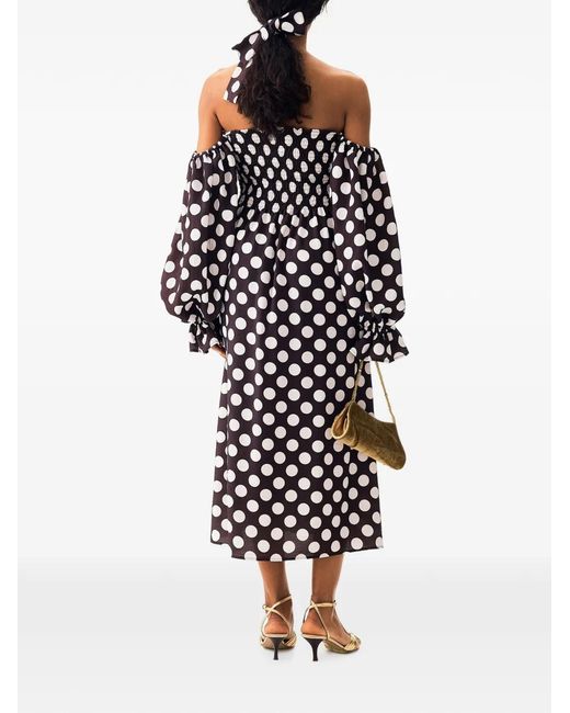 Sleeper Black Atlanta Polka-Dot Midi Dress