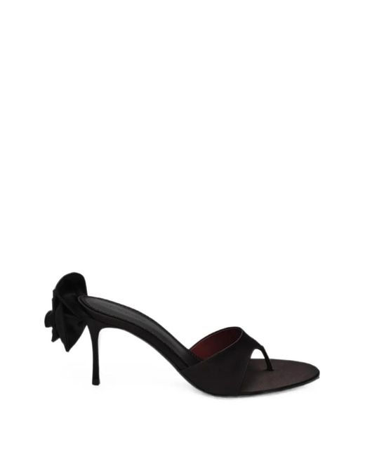 Magda Butrym Black Rosette-Detail Thong Sandals