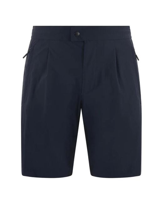 People Of Shibuya Blue Pleated Zip-Pocket Shorts for men