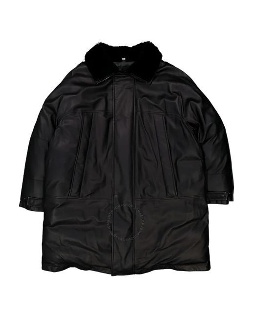 Burberry Shearling-Collar Leather Coat in Black for Men Lyst UK