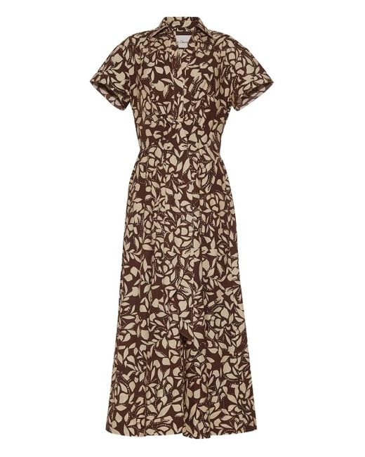 Cara Cara Brown Asbury Floral-Print Midi Dress