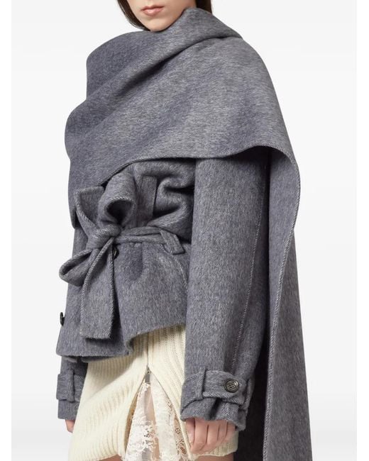 GIUSEPPE DI MORABITO Gray Belted Scarf-Detail Jacket