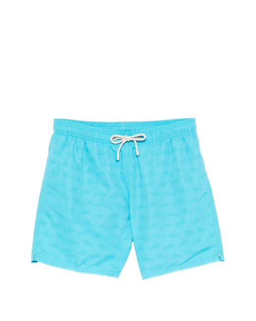 Mc2 Saint Barth Blue Shark-Print Swim Shorts for men