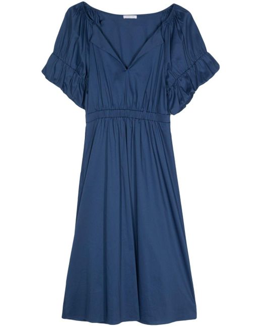 Patrizia Pepe Midi-jurk Met Ruches in het Blue
