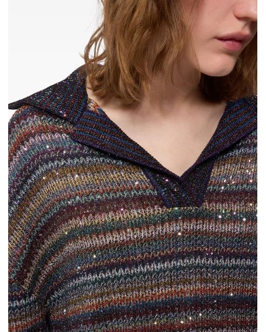 Missoni Gray Sequin-Embellished Striped Sweater