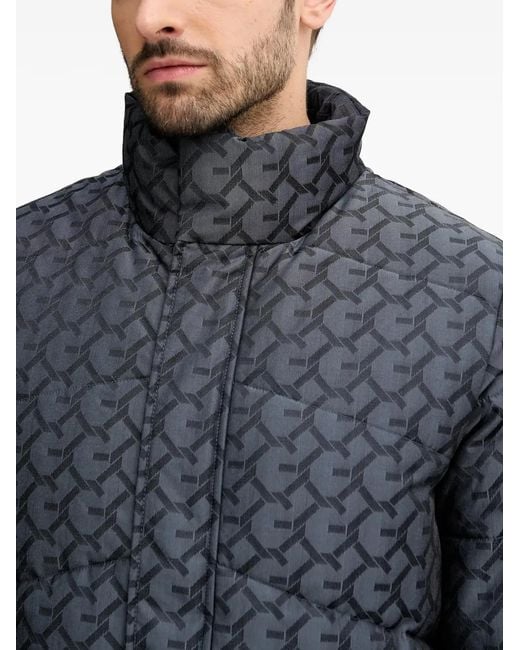 Guess Gray Logo-Print Padded Jacket for men