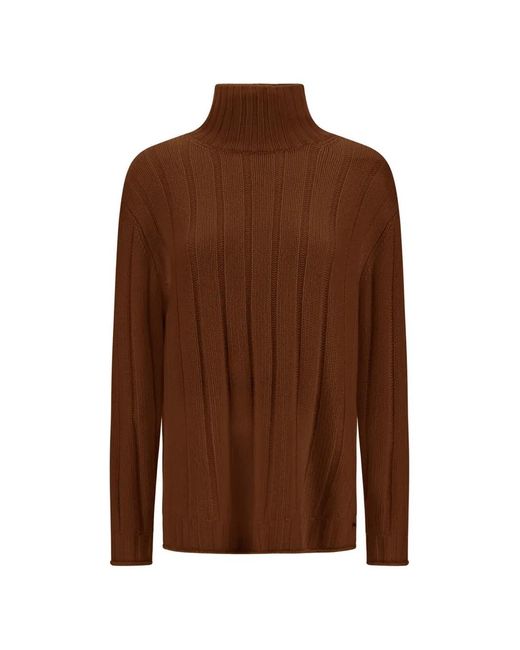Herno Brown Roll-Neck Ribbed-Knit Sweater