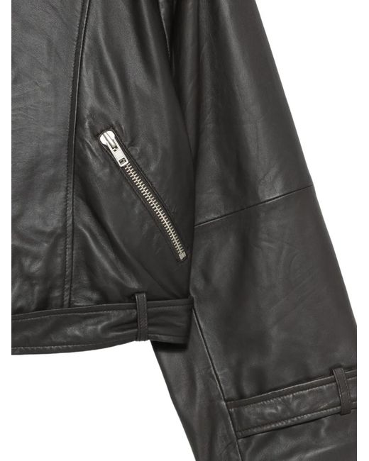 Alysi Gray Belted Leather Jacket