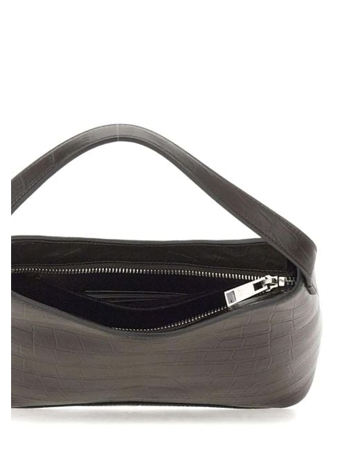 OSOI Crocodile-effect Leather Shoulder Bag Black