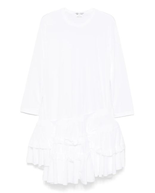 Comme des Garçons White Gerüschtes Midikleid