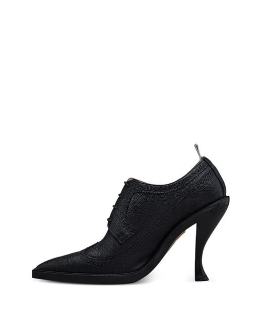 Thom Browne Black Pebble Grain Longwing Brogues Heel 105Mm