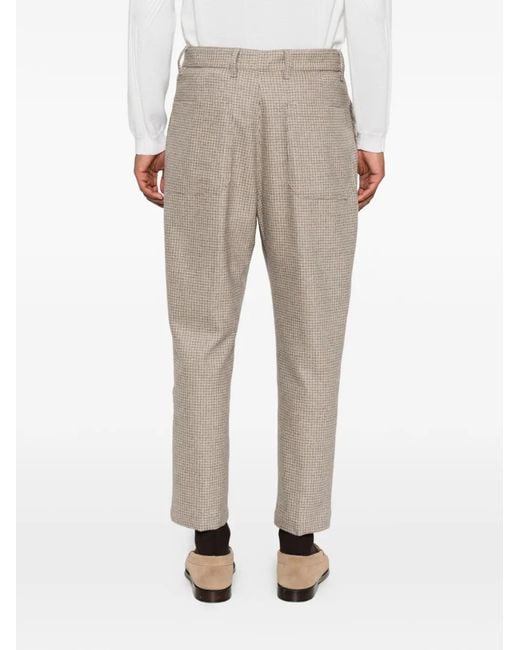 Eleventy White Check-Pattern Pleated Trousers for men