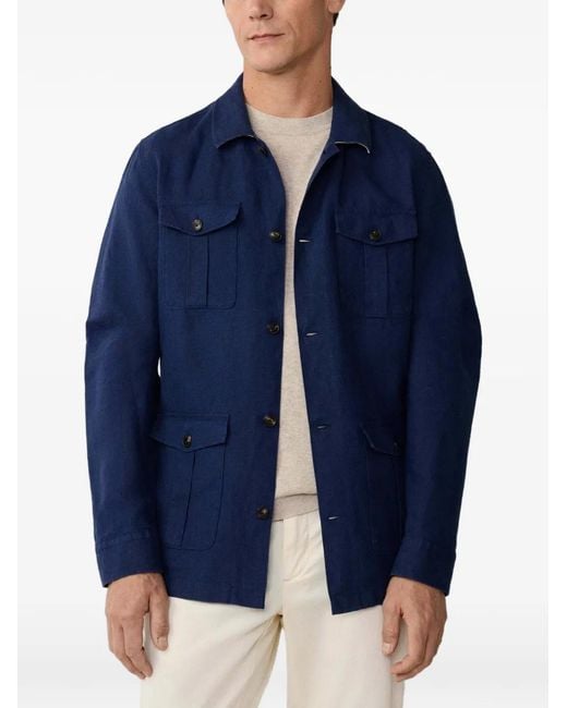 Hackett Blue Patch-Pocket Overshirt for men