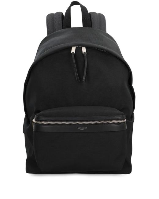 Saint Laurent Black Logo-Print Backpack for men