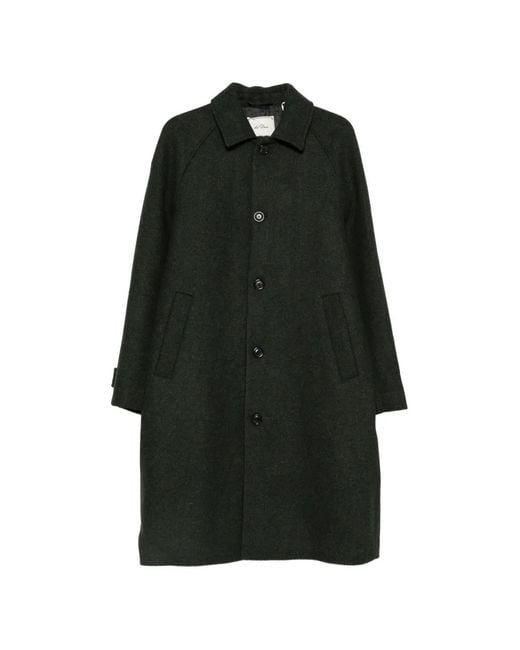 Les Deux Black Button-Up Raglan-Sleeve Coat for men