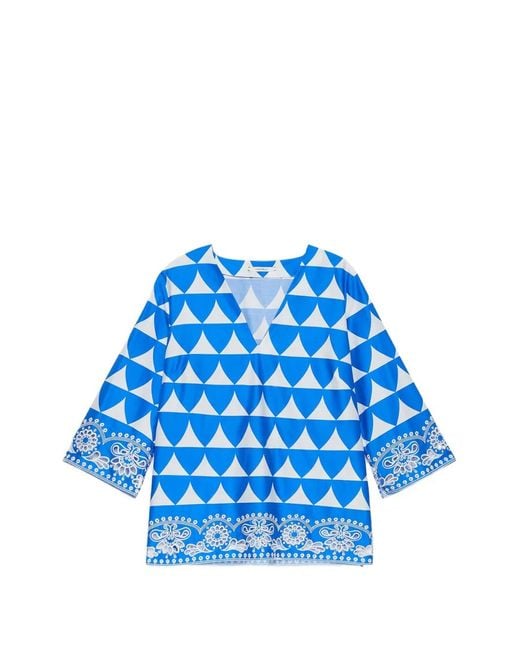 Maliparmi Blue V-Neck Blouse