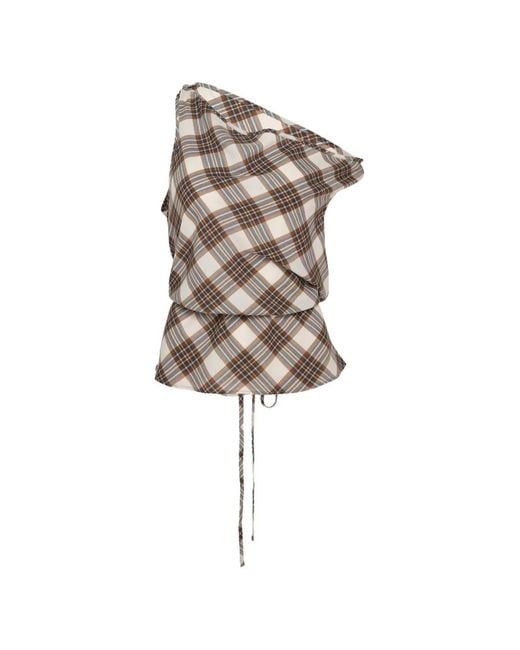 Lee Mathews White Rowan Bias Check-Pattern Sleeveless Reversible Top