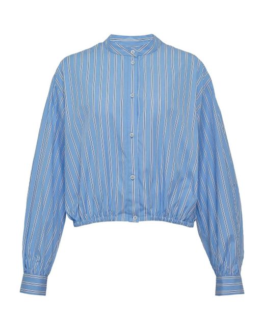 MSGM Blue Gestreiftes Hemd mit weiten Ärmeln