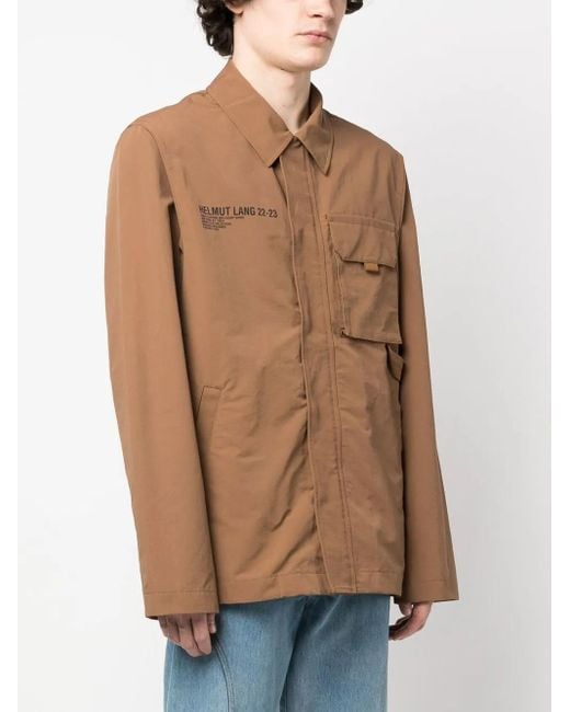 Helmut Lang Brown Logo-Print Utility Jacket for men