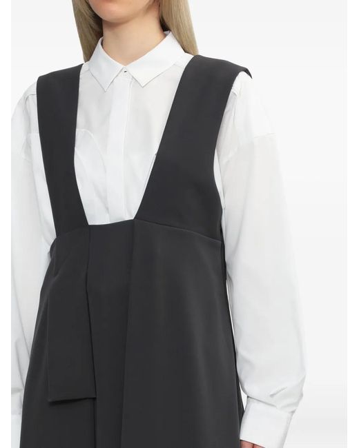 Robe Mi-Longue À Design Plissé Enfold en coloris Black