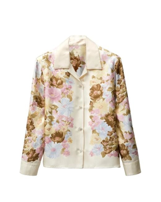 Versace White Printed Silk Twill Shirt