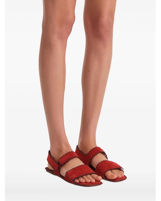Khaite Red Leather Sandals