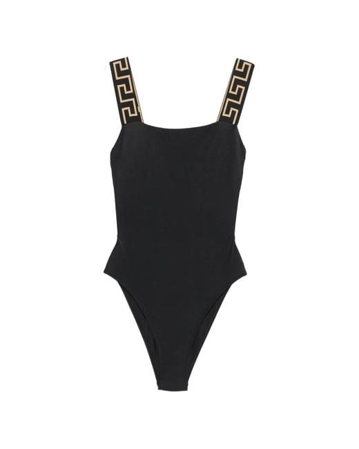 Versace Black Greca-Strap Swimsuit