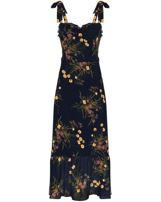 Reformation Blue 'Nikita' Kleid mit Blumen-Print
