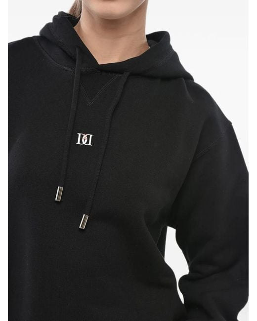 DSquared² Black Monogram-Plaque Drawstring Hoodie
