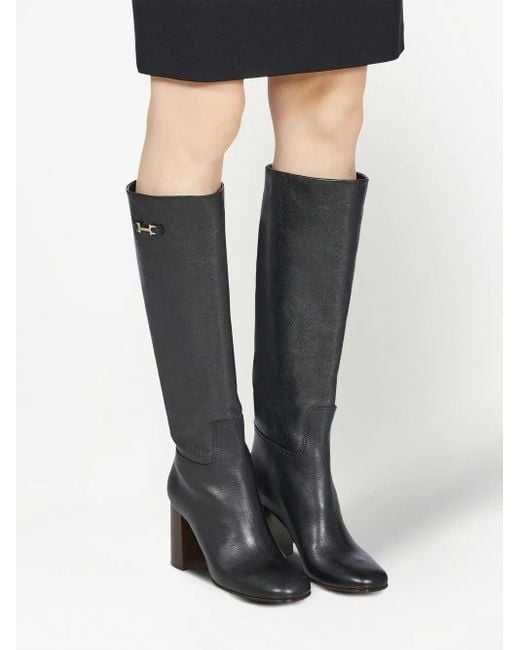 Ferragamo Black Gancini-Bit Leather Boots