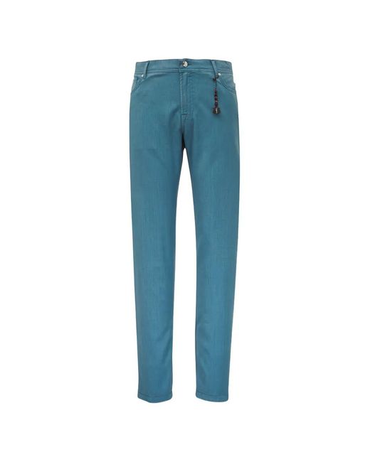 Marco Pescarolo Blue Logo-Patch Trousers for men