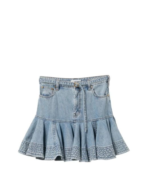 Zimmermann Blue Ruffled Denim Skirt